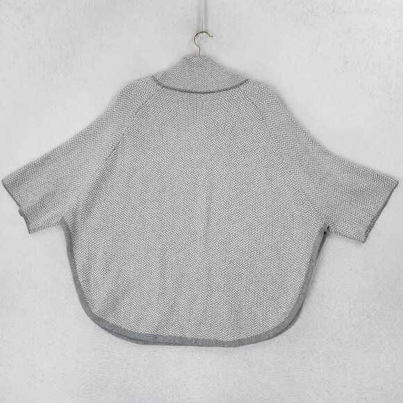 LOFT Sweater Womens XS Gray Herringbone Cowl Neck Pullover Knit Poncho Casual - Picture 9 of 10